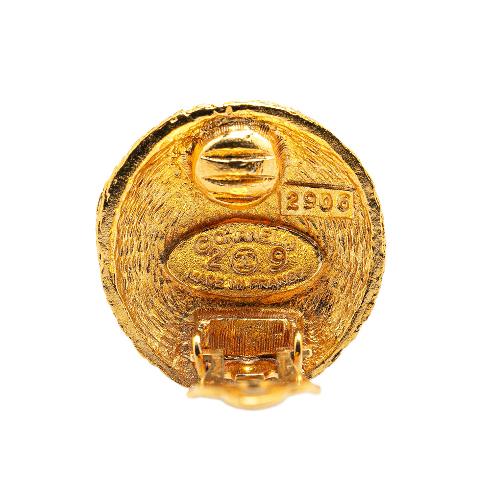 Pre-Loved Chanel Gold Plated CC Round Clip on Earrings - Picture 3 of 3